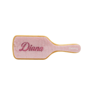Crystal name bamboo hair brush Light pink
