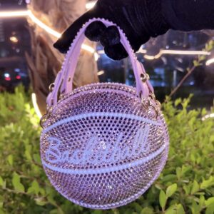 Basketball-shaped Bling Light pink Handbag
